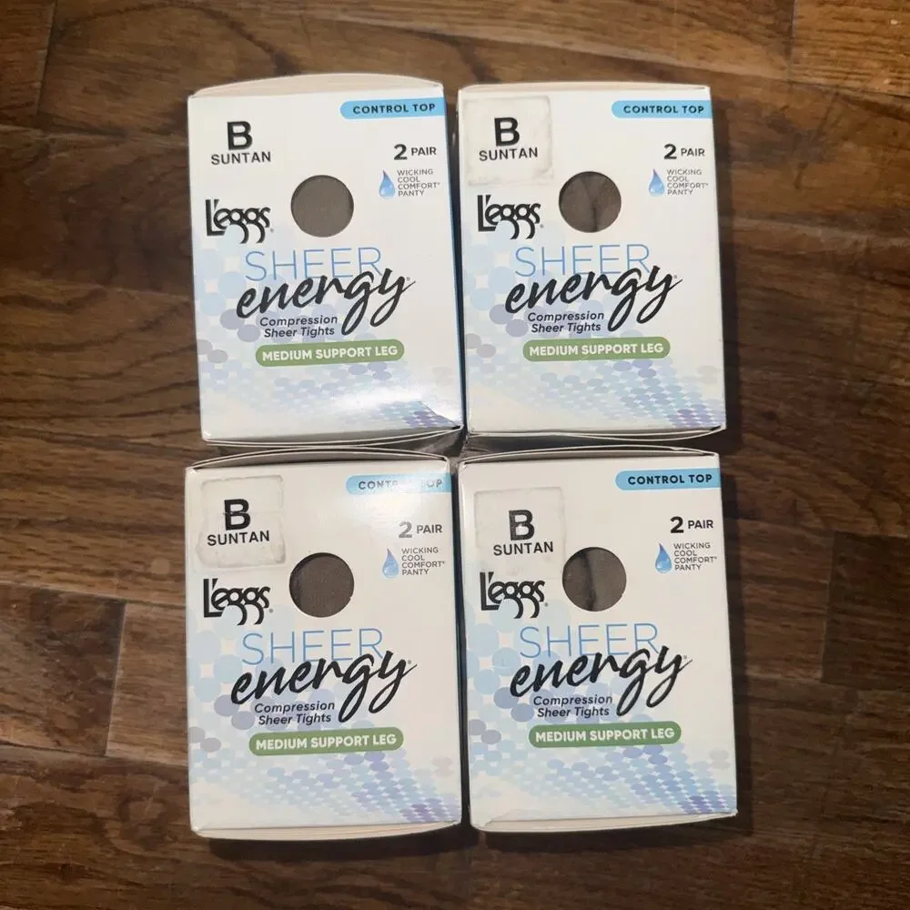 8 pairs L'eggs Sheer Energy Medium Support Control Top Pantyhose SIZE B Suntan